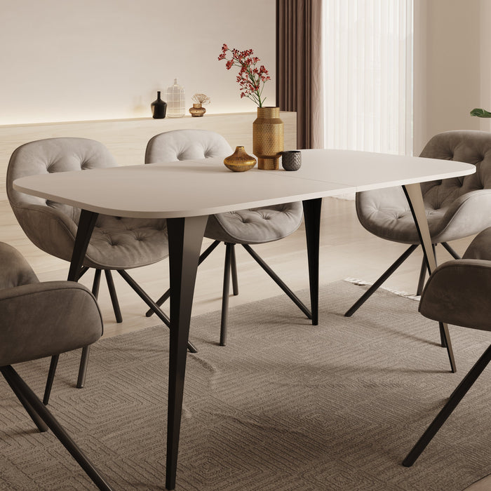 Meubella - Eetkamertafel Flix - Wit - 160 cm - Uitschuifbaar