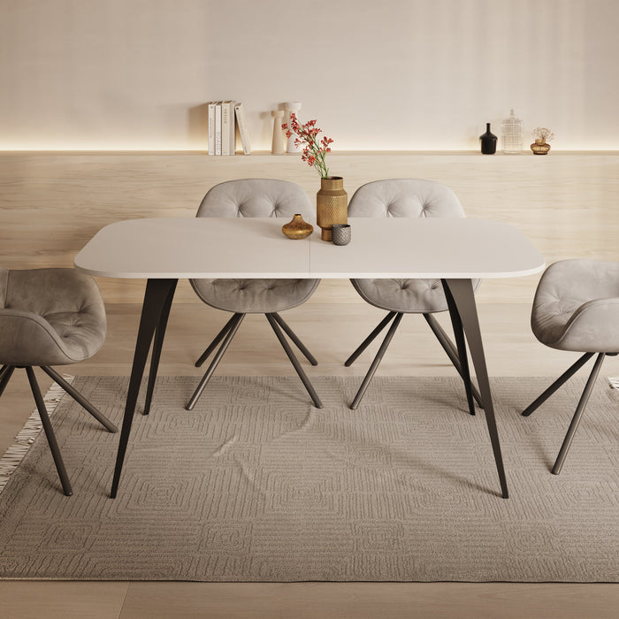 Meubella - Eetkamertafel Flix - Wit - 160 cm - Uitschuifbaar