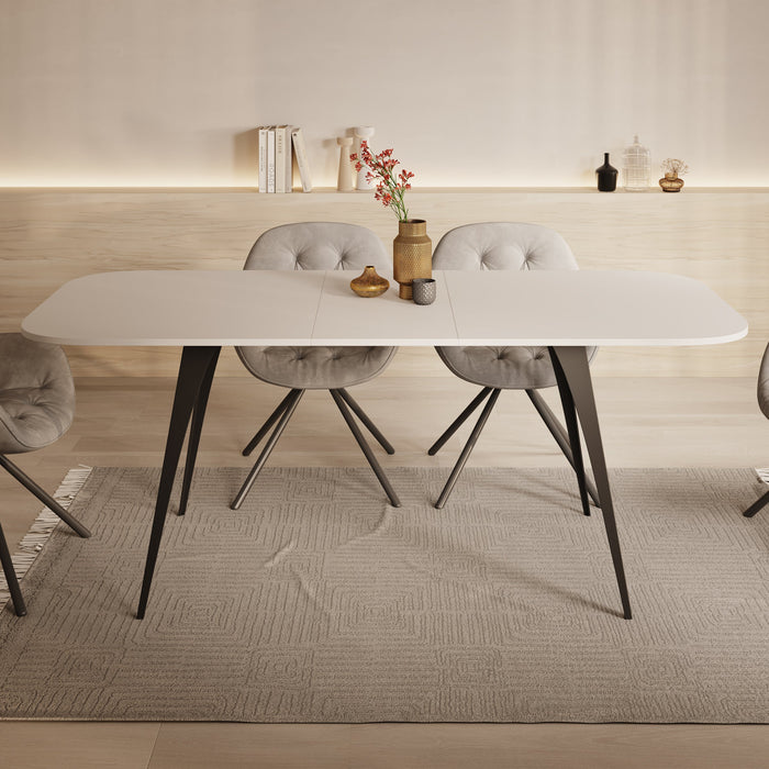 Meubella - Eetkamertafel Flix - Wit - 160 cm - Uitschuifbaar