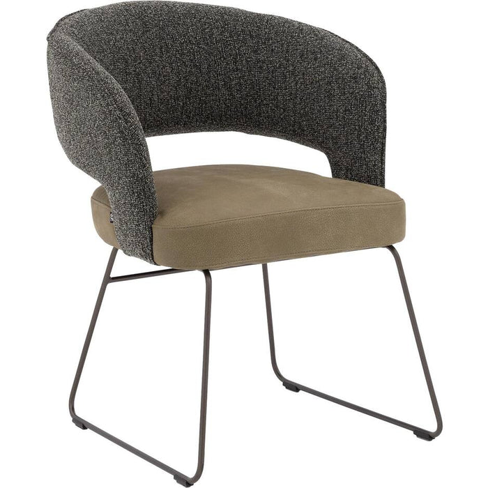 Goossens  Eetkamerstoel Ostuni (zitting leer, rugleuning stof) -