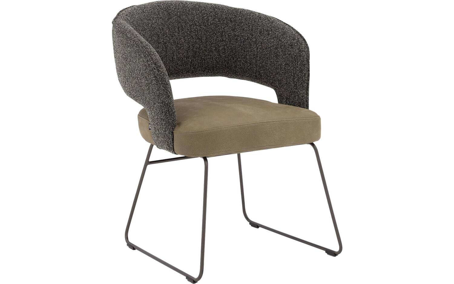 Goossens  Eetkamerstoel Ostuni (zitting leer, rugleuning stof) -