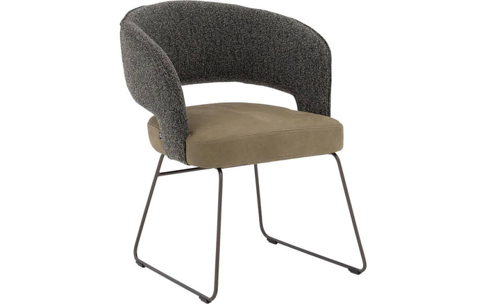 Goossens  Eetkamerstoel Ostuni (zitting leer, rugleuning stof) -