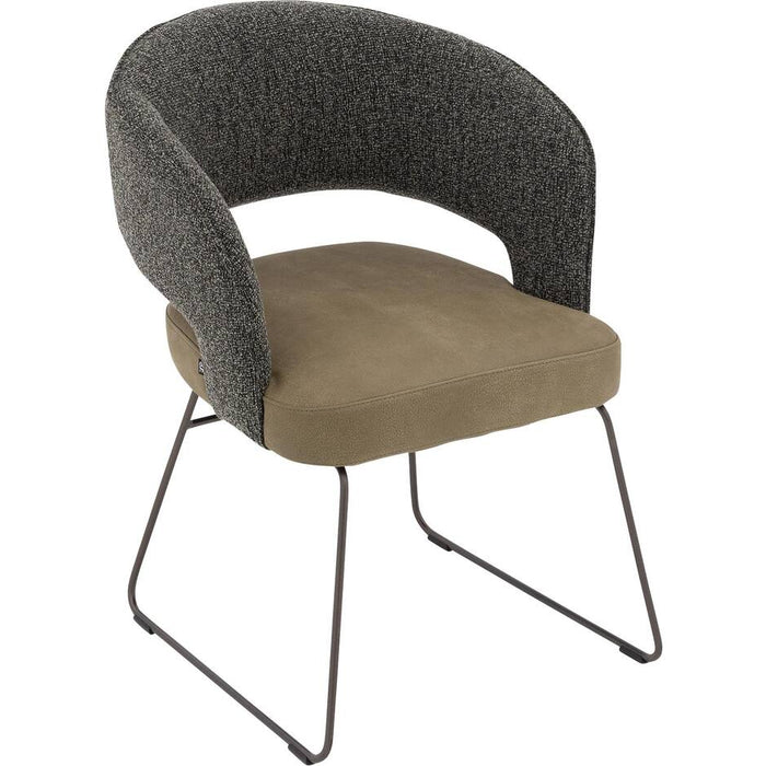 Goossens  Eetkamerstoel Ostuni (zitting leer, rugleuning stof) -