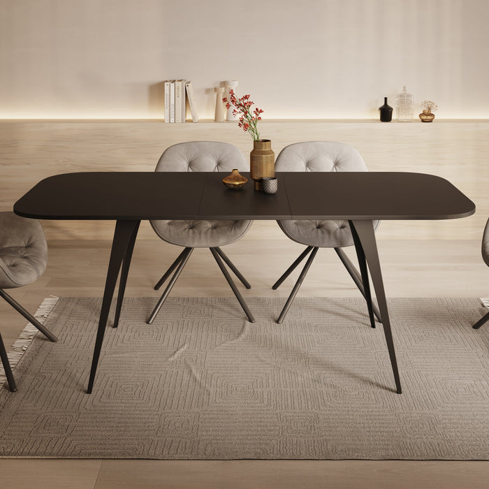 Meubella - Eetkamertafel Flix - Zwart - 160 cm - Uitschuifbaar