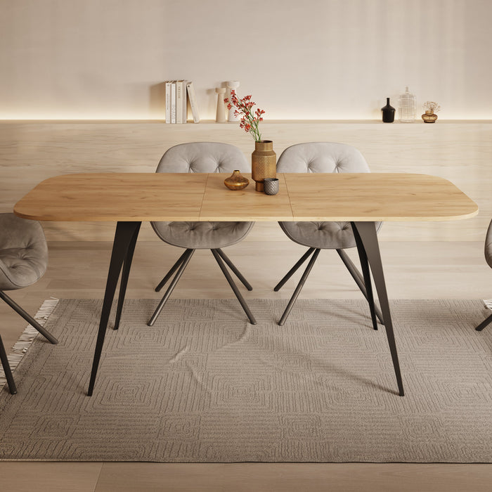 Meubella - Eetkamertafel Flix - Eiken - 160 cm - Uitschuifbaar