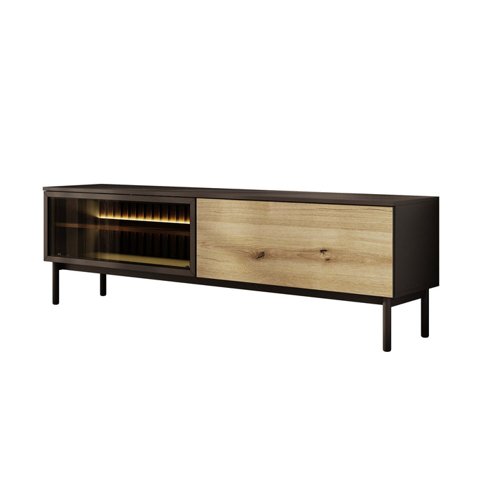 Meubella - TV-Meubel Ludwig - Zwart - Eiken - 180 cm