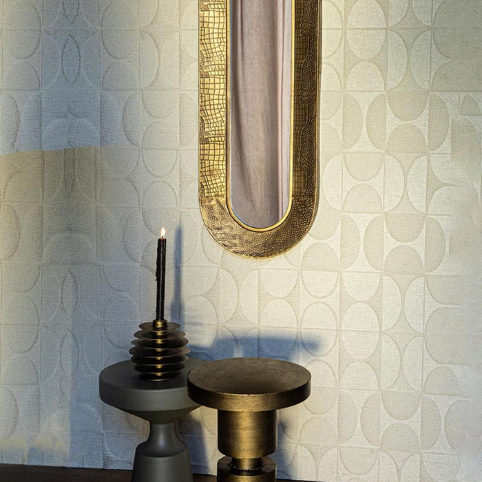 PTMD Darcio Gold thick iron croco print mirror oval