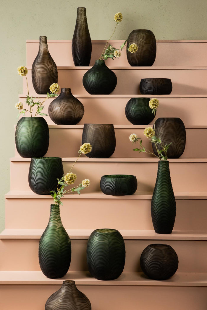 PTMD Elichi Green Round Glass Vase High