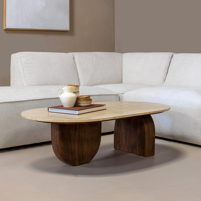 Giga Meubel - Salontafel Travertin - Bruin - 120x65x38cm - Wessel