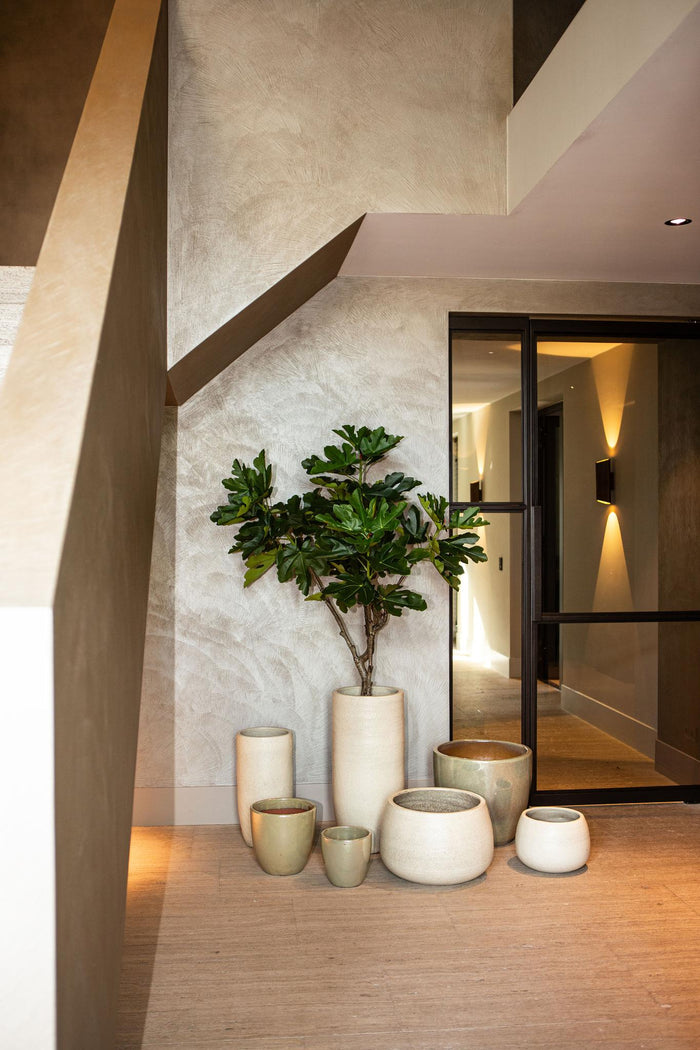 PTMD Dezzel White Glazed Round Ceramic Pot High SV2