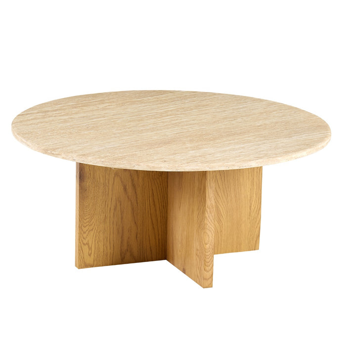 Giga Meubel - Salontafel Lichtbruin Marmer - Ø80x35cm - Faria