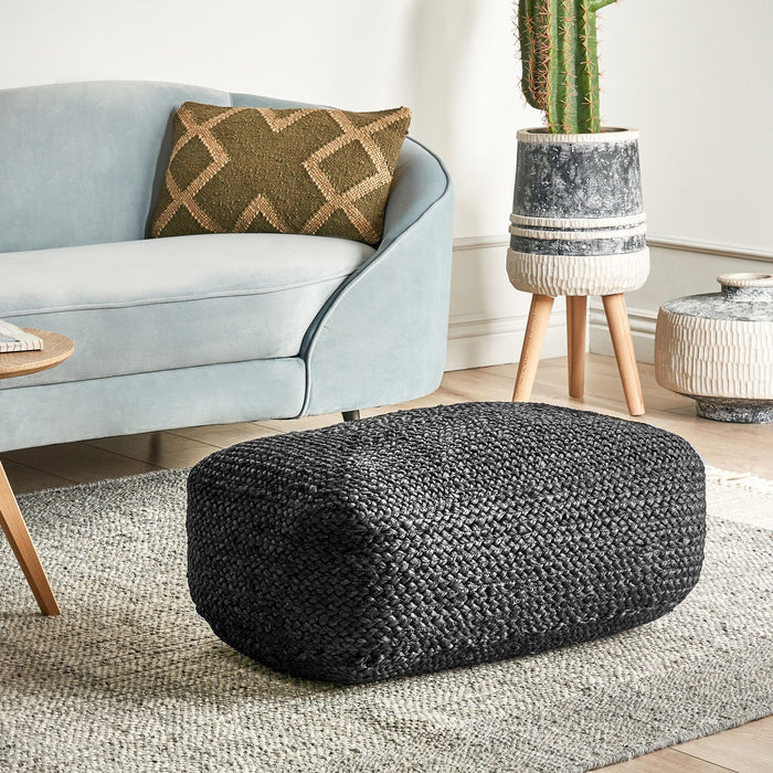 Beliani - ISARDA - Vloerkussen - Zwart - 70 x 40 x 20 cm - Jute