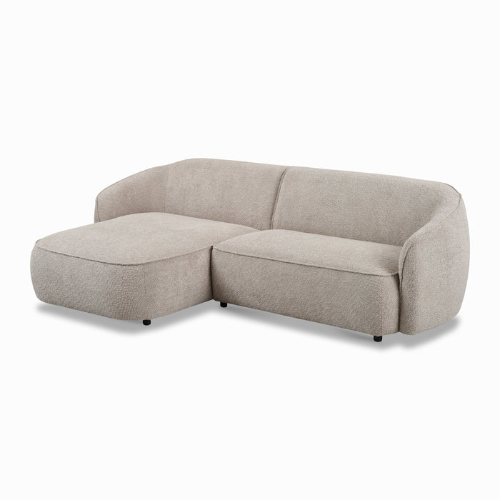 by fonQ Chubby Hoekbank met Chaise Longue Links - Bouclé Greige