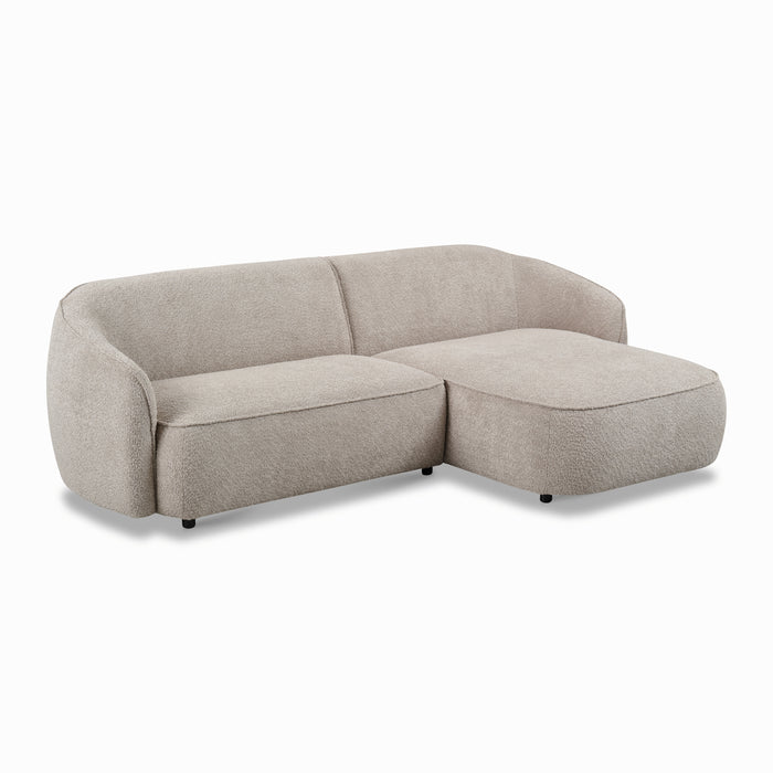 by fonQ Chubby Hoekbank met Chaise Longue Rechts - Bouclé Greige