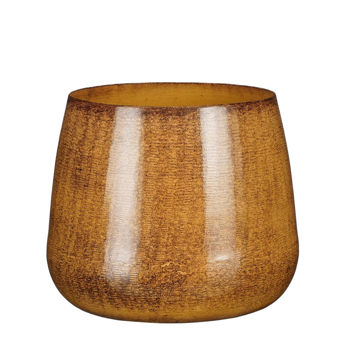 Mica Decorations Benson Bloempot - H16 x Ø19 cm - Metaal - Bruin