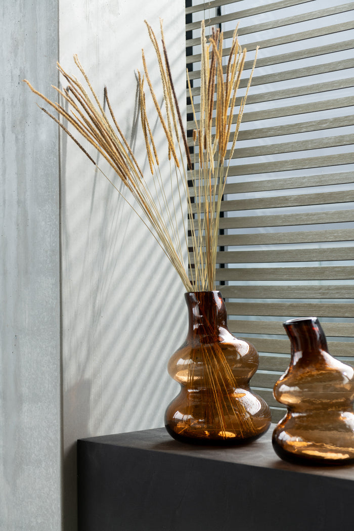 J-Line vaas Fles - glas - bruin - large - 33 cm hoog