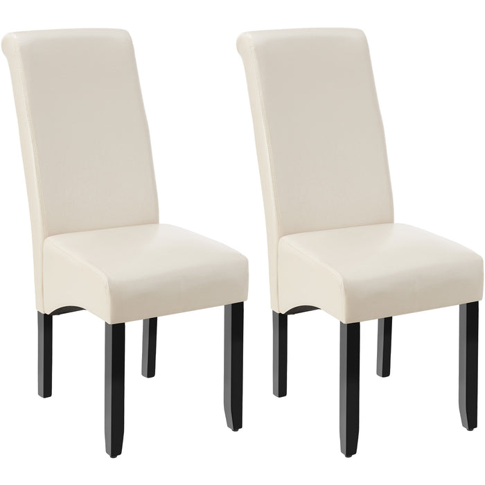 tectake® Eetkamerstoel, ergonomisch, massief hardhout - Set van 2
