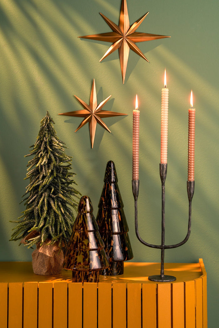 House of Seasons Stretto Kandelaar - L21 x B9,5 x H40,5 cm - Zwart