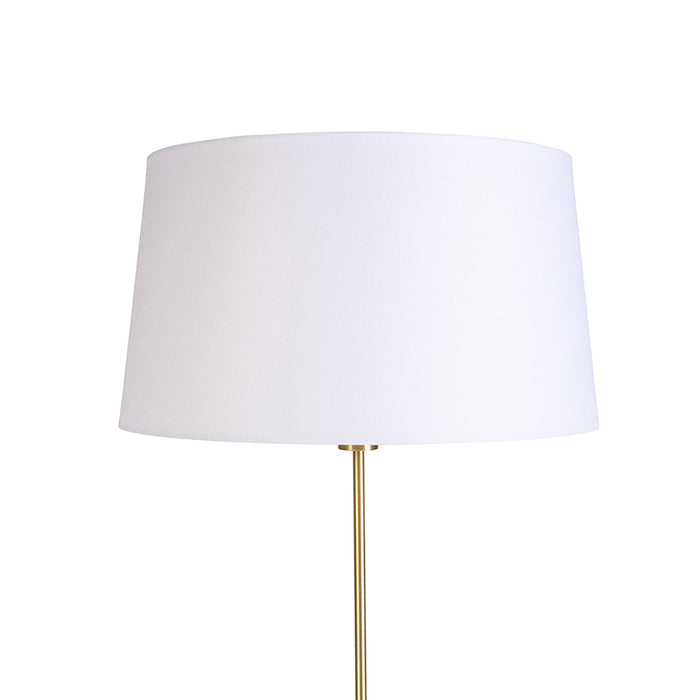 QAZQA Smart vloerlamp goud met linnen kap wit 45 cm incl. Wifi A60 -
