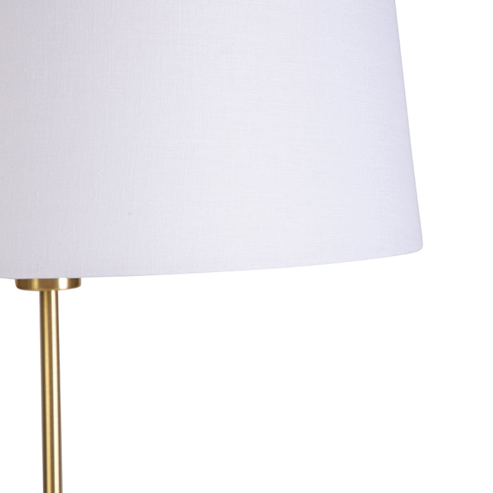 QAZQA Smart vloerlamp goud met linnen kap wit 45 cm incl. Wifi A60 -
