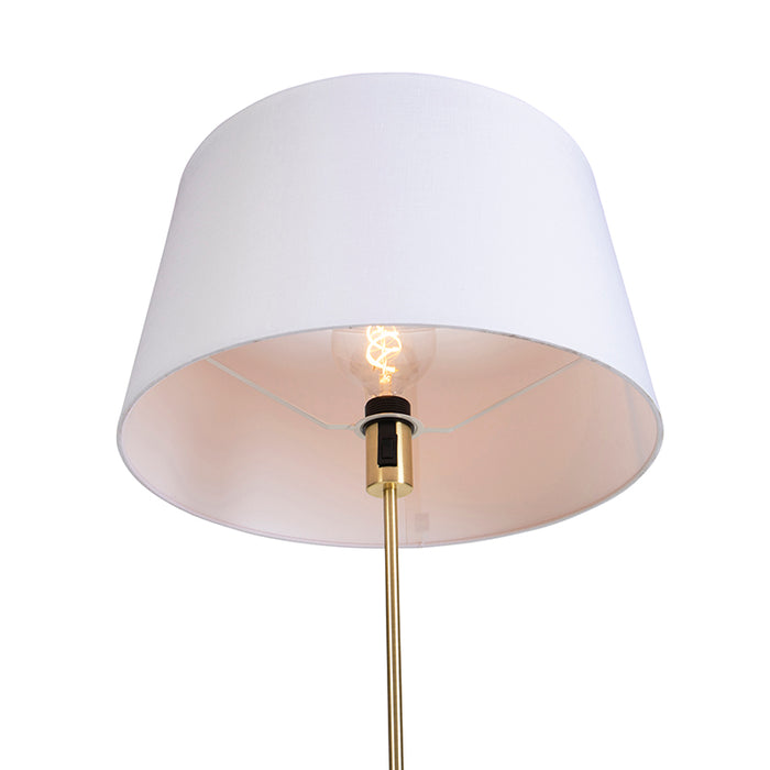 QAZQA Smart vloerlamp goud met linnen kap wit 45 cm incl. Wifi A60 -