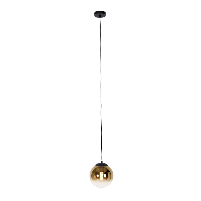 QAZQA Smart hanglamp zwart met goud glas 20 cm incl. Wifi A60 -