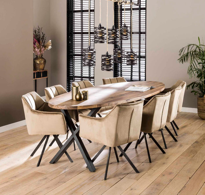 AnLi Style Armstoel raster draaibaar - champagne velours