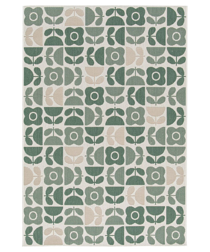 Boho&me Buitenkleed bloemen - Verdance Bloom groen - 160x230 cm