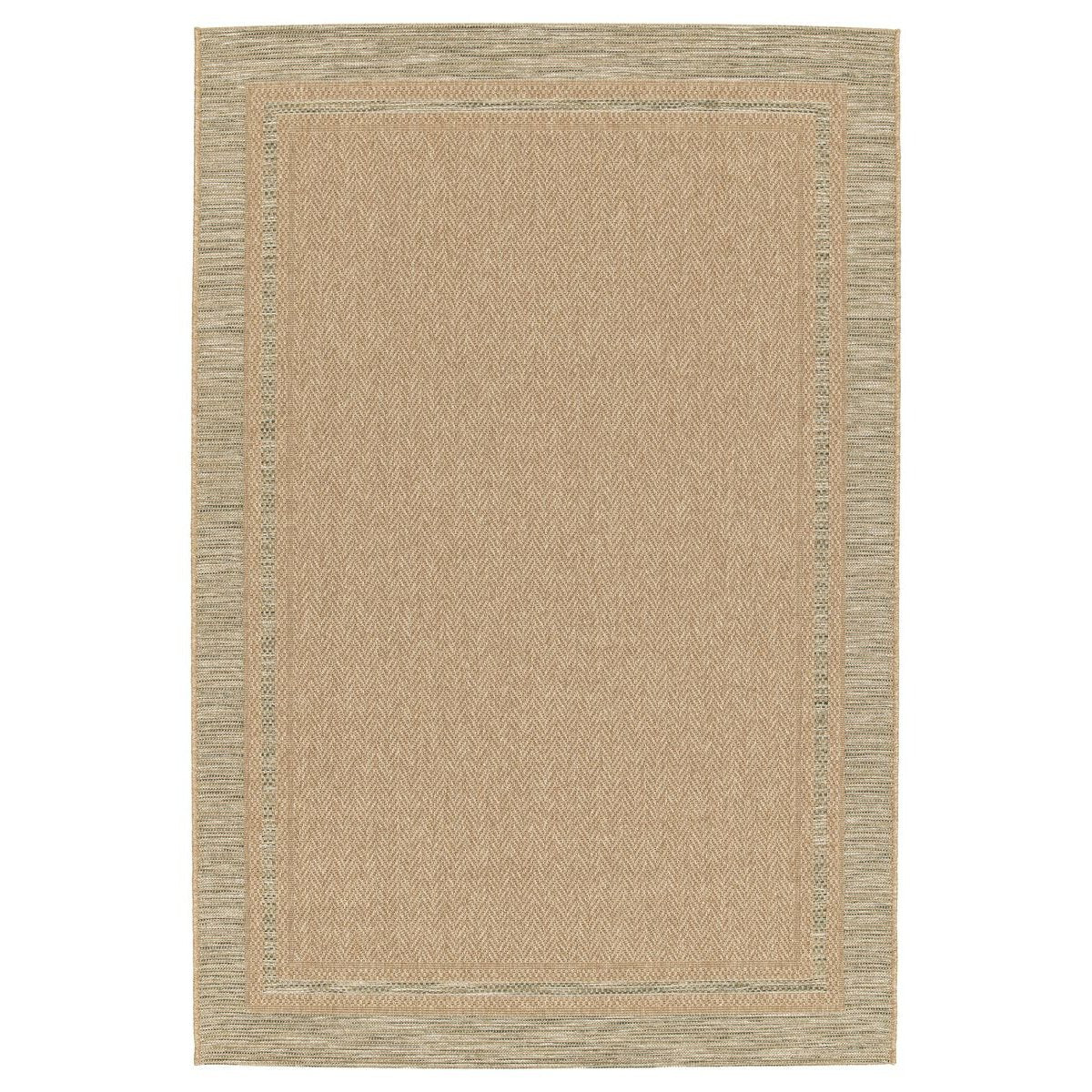 Boho&me Buitenkleed ruiten - Corde Cadre naturel|groen - 160x230 cm