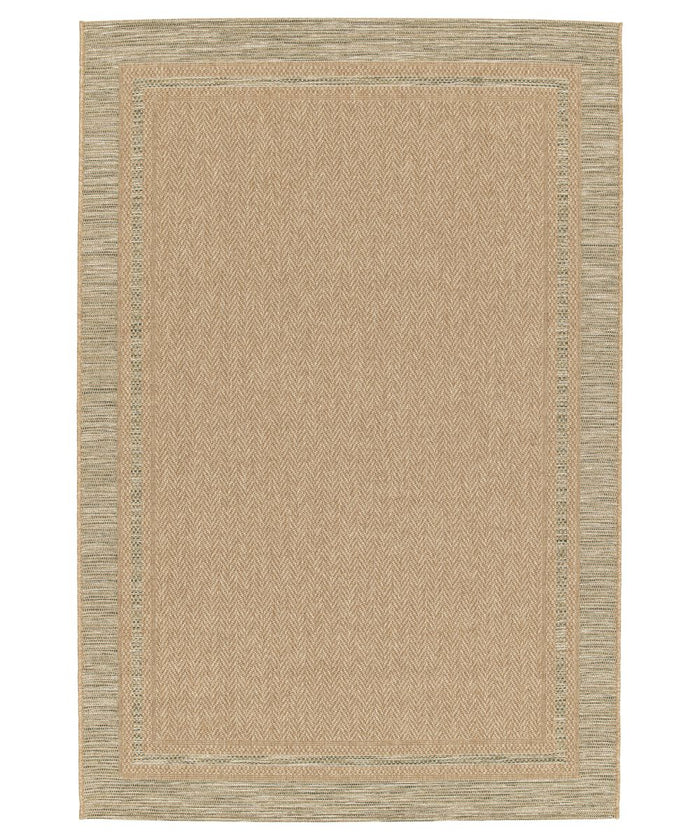 Boho&me Buitenkleed ruiten - Corde Cadre naturel|groen - 200x290 cm