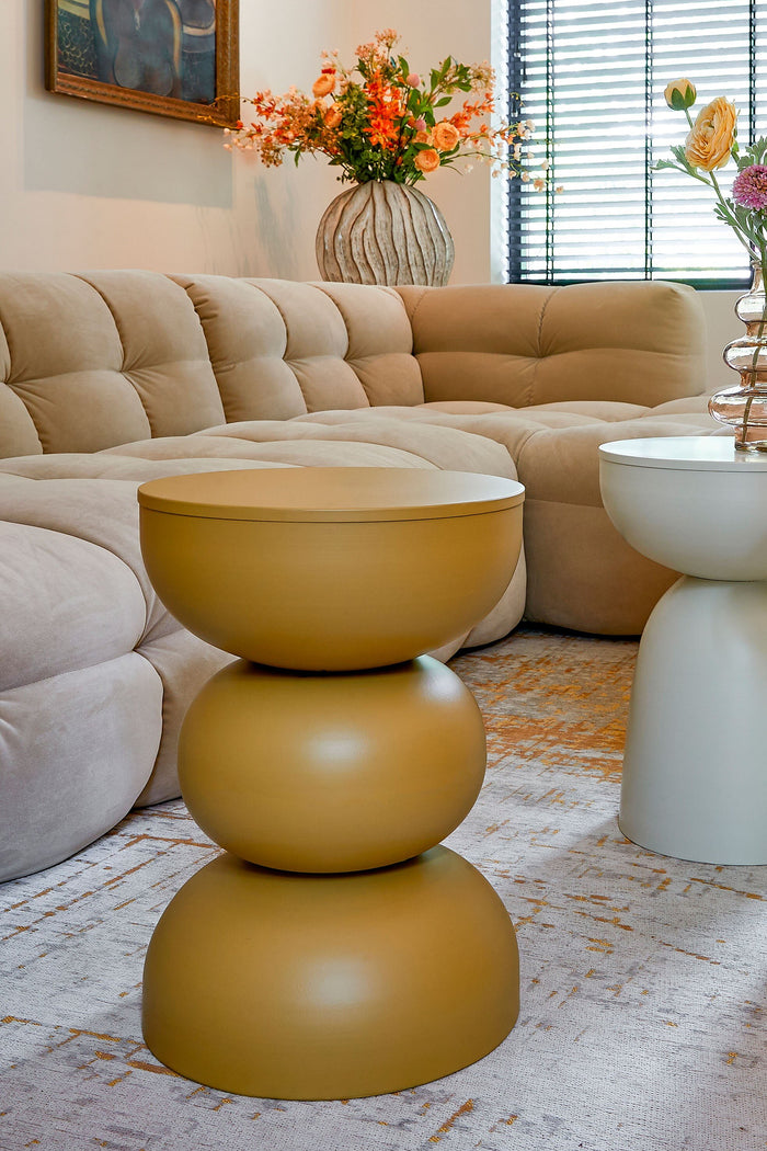 Mica Decorations Luna Bijzettafel - H46 x Ø32 cm - IJzer - Okergeel