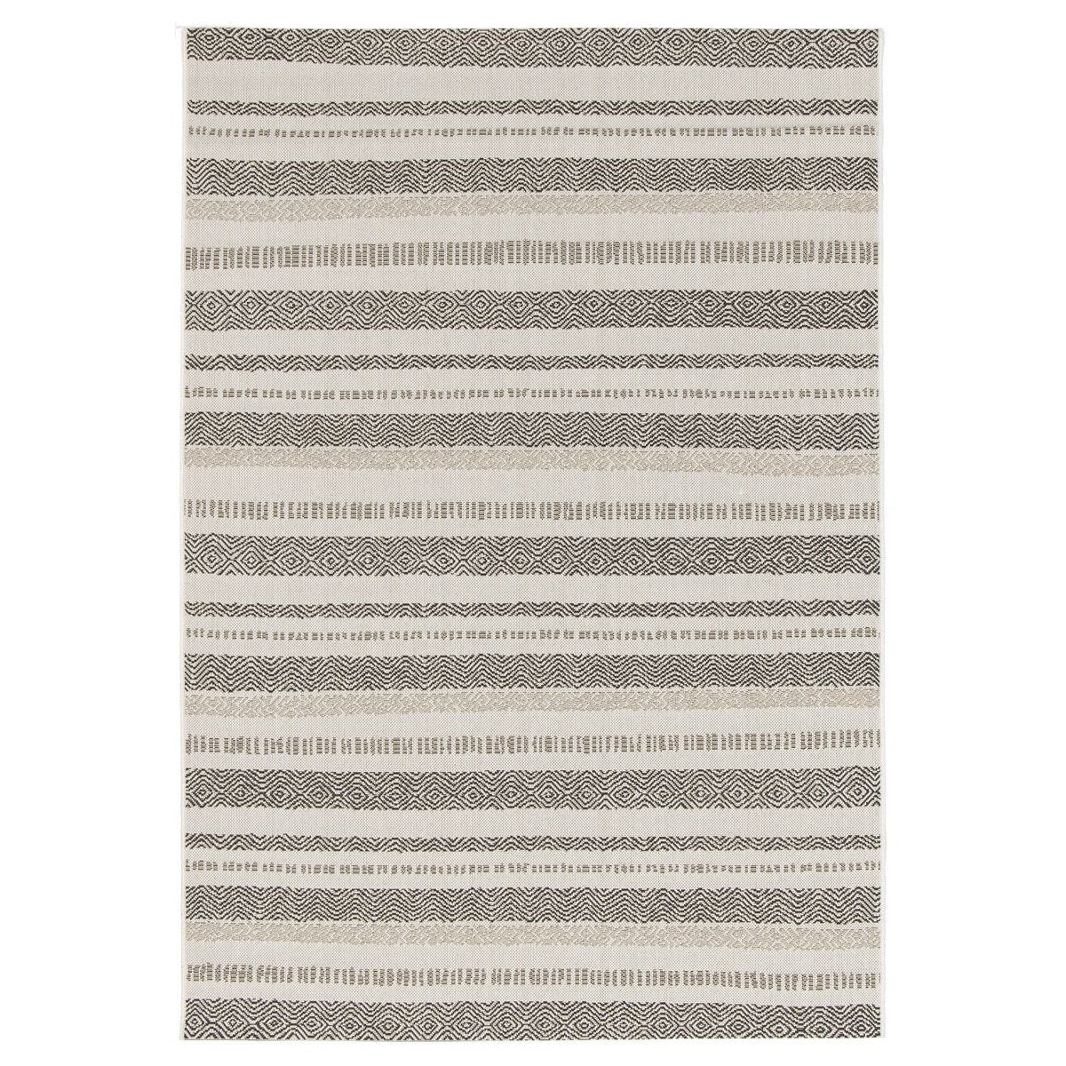 Boho&me Buitenkleed strepen - Verdance Cadence wit|zwart - 200x290 cm