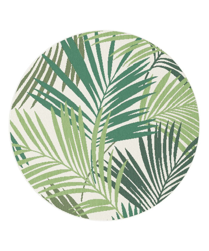 Boho&me Rond buitenkleed palmbladeren - Verdant Palm groen - 120 cm