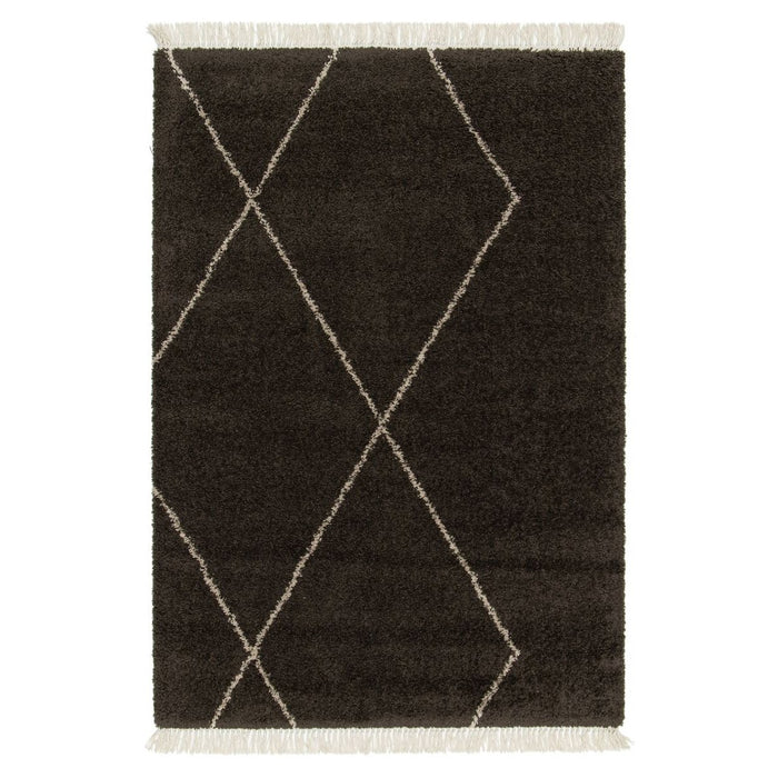 Boho&me Berber vloerkleed - Atlas Grid donkerbruin - 160x230 cm