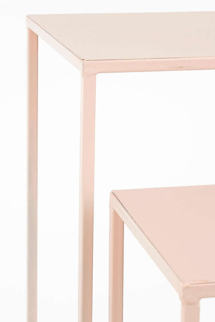 Mica Decorations Quinty Bijzettafel - Set van 3 - H70 cm - Lichtroze