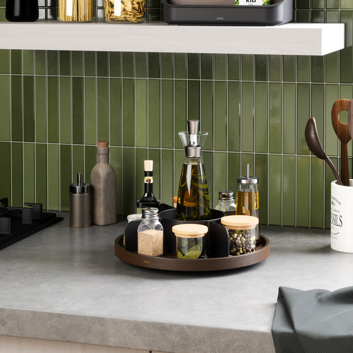 Umbra Lazy Susan Draaibare Organizer - Zwart/Walnoot