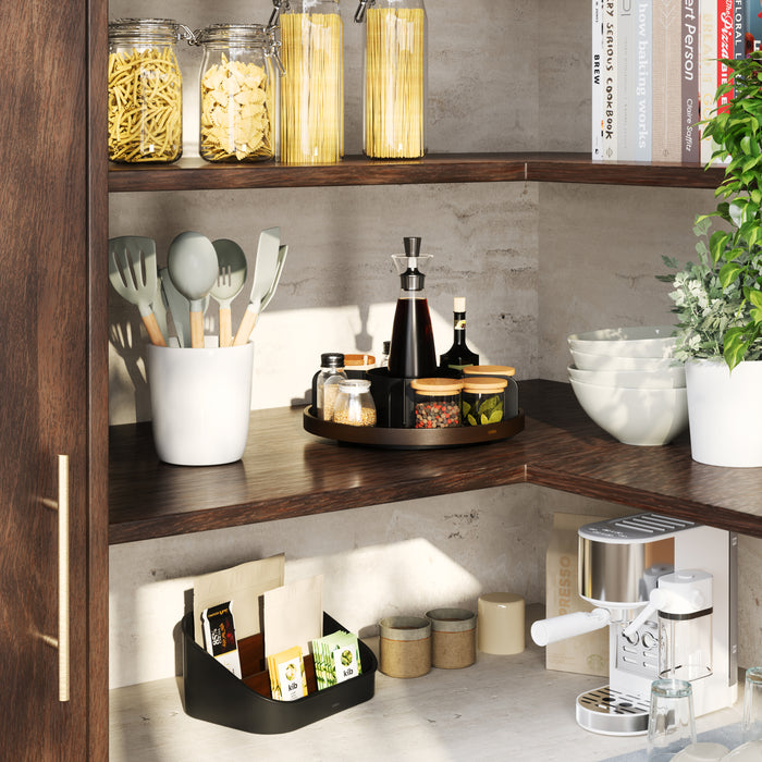 Umbra Lazy Susan Draaibare Organizer - Zwart/Walnoot