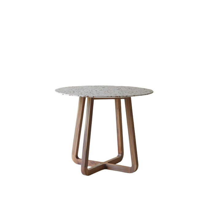 Tikamoon - Ronde tafel van premium terrazzo en massief acaciahout 90 …