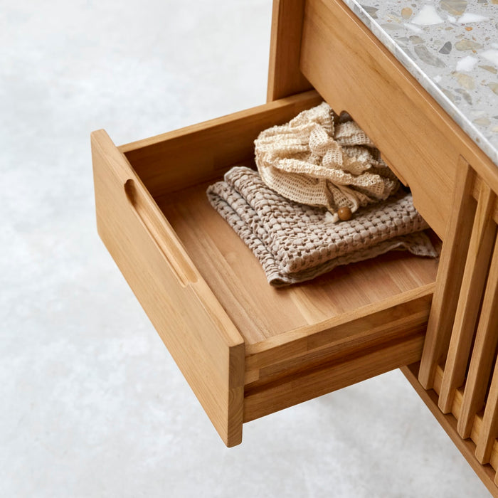 Tikamoon - Badkamermeubel Isaure van massief teakhout en premium terr…