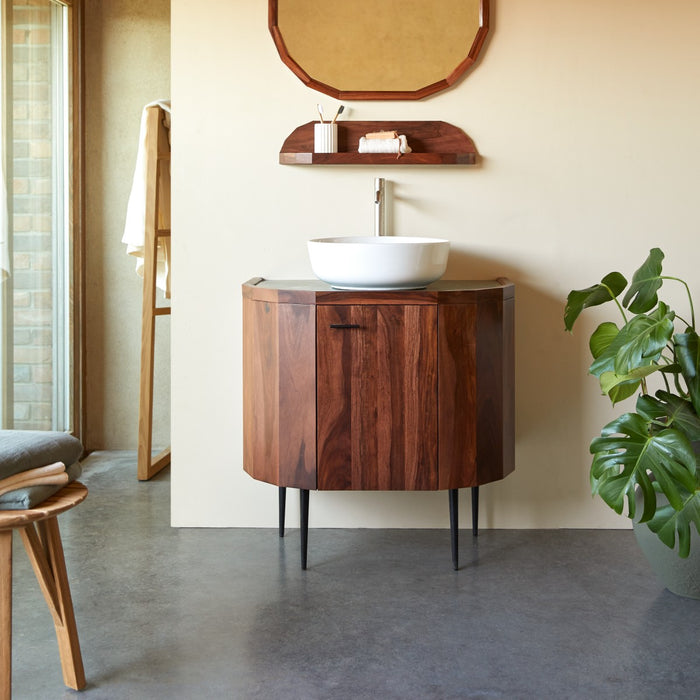 Tikamoon - Wastafelkast van massief palissanderhout en marmer 80 cm J…