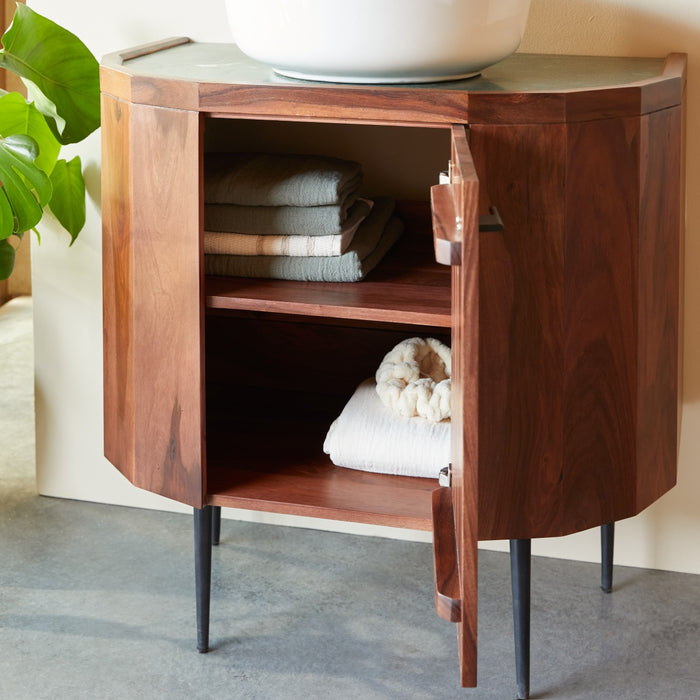 Tikamoon - Wastafelkast van massief palissanderhout en marmer 80 cm J…