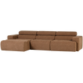 WOOOD Novi Chaise Longue Bank Links - Polyester - Karamelbruin