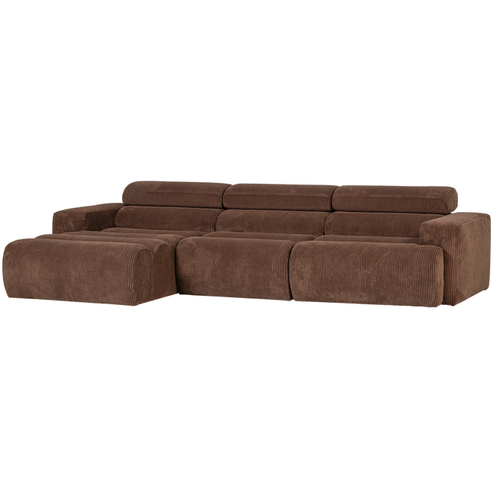 WOOOD Novi Chaise Longue Bank Links - Ribstof - Grijsbruin