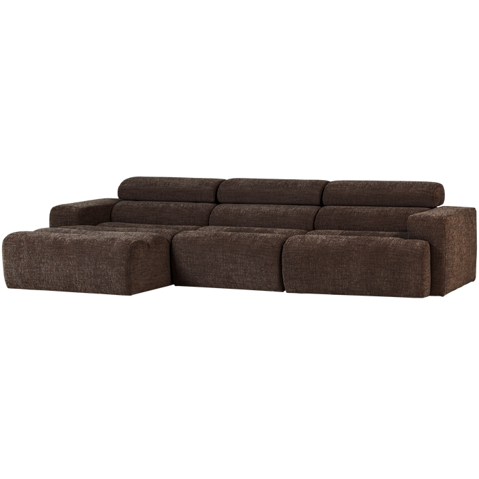 WOOOD Novi Chaise Longue Bank Links - Polyester - Donkerbruin Melange