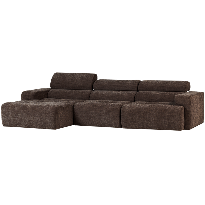 WOOOD Novi Chaise Longue Bank Links - Polyester - Donkerbruin Melange