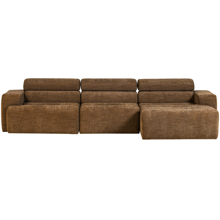 WOOOD Novi Chaise Longue Bank Rechts - Polyester - Karamelbruin