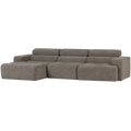 WOOOD Novi Chaise Longue Bank Links - Polyester - Grijs Melange