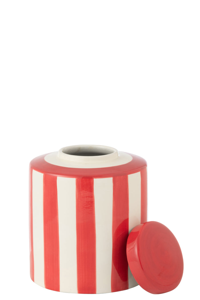 J-Line urne Listra Strepen - porselein - rood|wit
