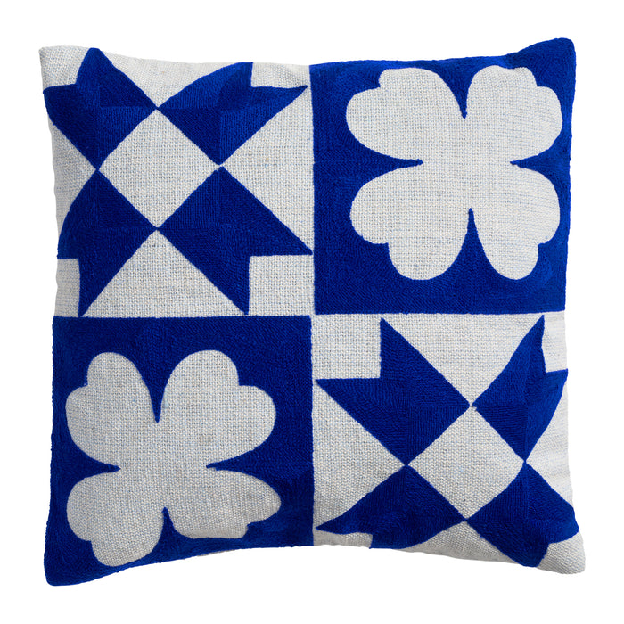 &k amsterdam Patch Sierkussen 40 x 40 cm - Quilt Blauw