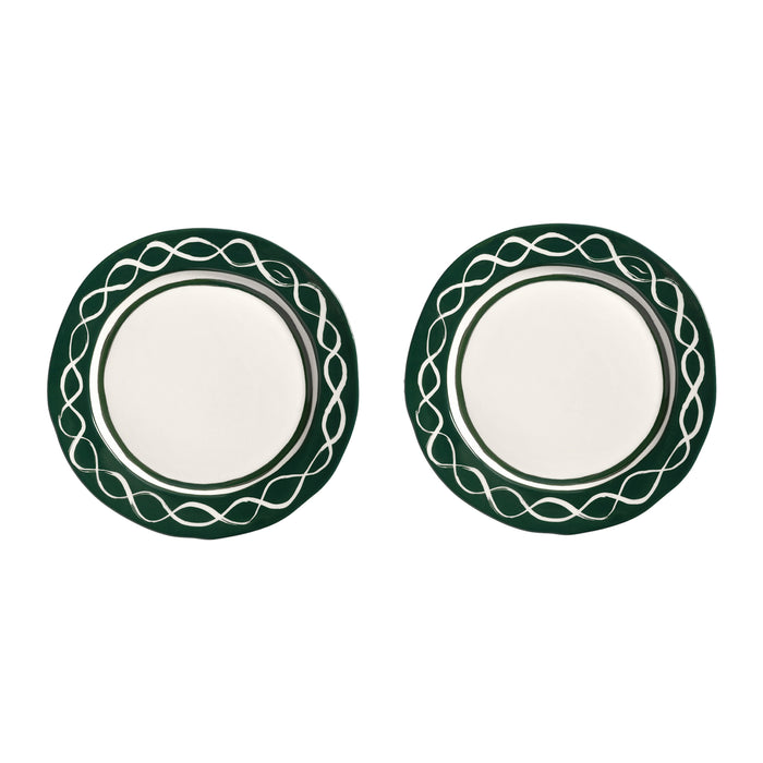 &k amsterdam Festivo Bord Ø 22,5 cm - Groen - Set van 2